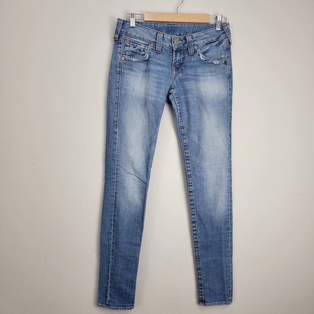 True Religion Julie Jeans Womens Size 29 Blue Skinny Straight low Rise. READ